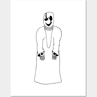 Gaster Undertale Simple Black and White Design Posters and Art